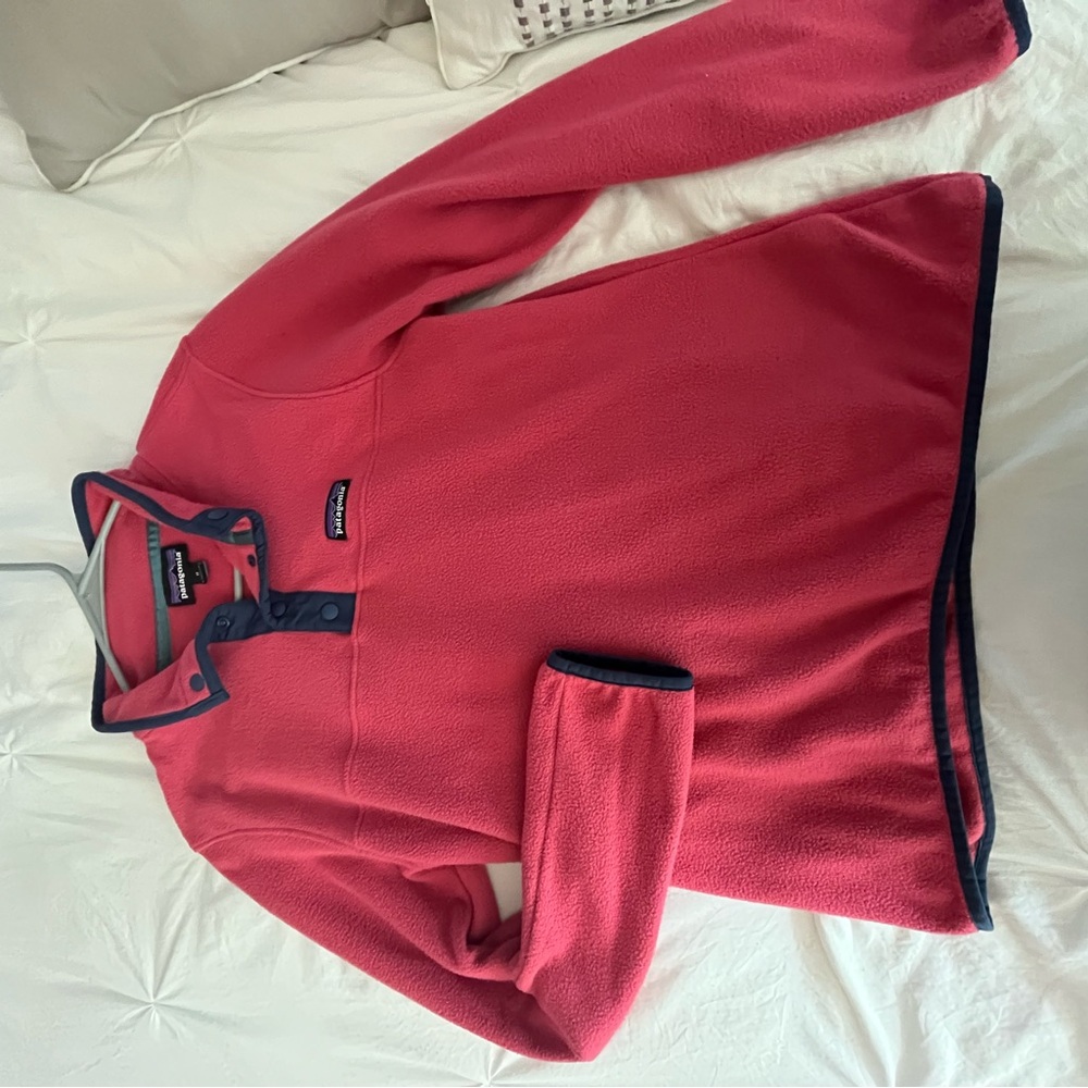 Patagonia Pink Fleece Jacket with Navy Accents